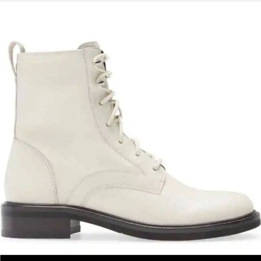 Rag & Bone Slayton Combat Leather Boot Antique White New in box with dustbag